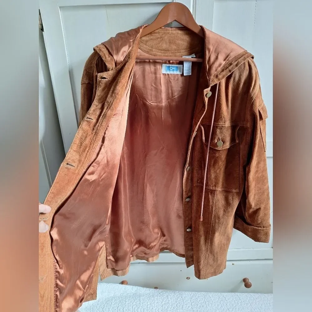 Golden Brown Suede Button-Up Jacket Small